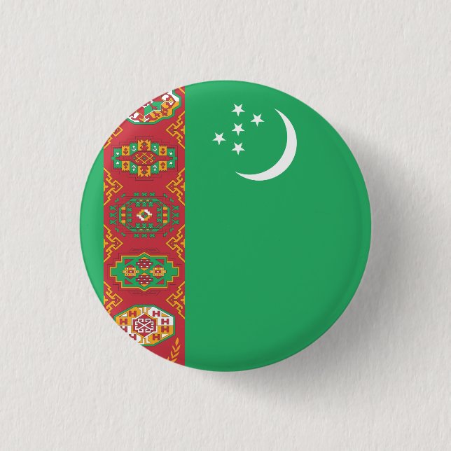 Turkmenistan Flagga Knapp (Framsida)