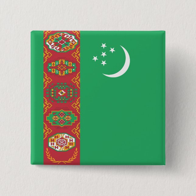 Turkmenistan Flagga Knapp (Framsida)