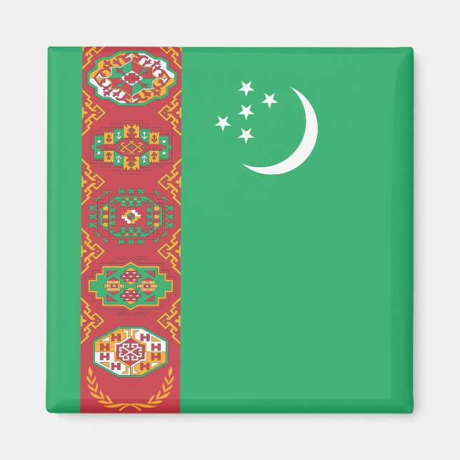 Turkmenistan Flagga Magnet (Framsidan)