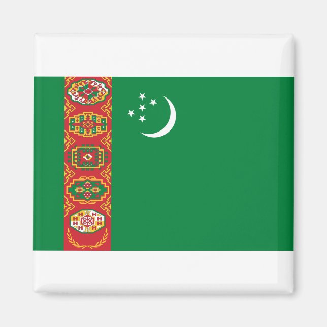 Turkmenistan Flagga Magnet (Framsidan)