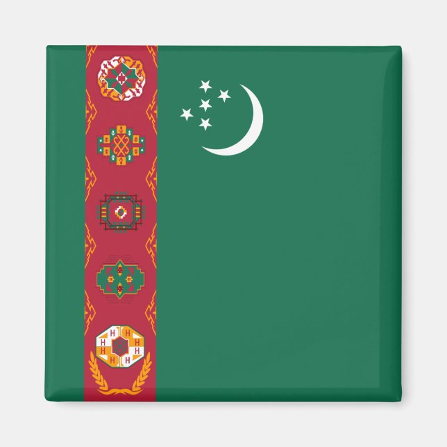 Turkmenistan Flagga Magnet (Framsidan)