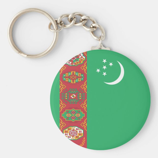 Turkmenistan Flagga Nyckelring (Framsidan)