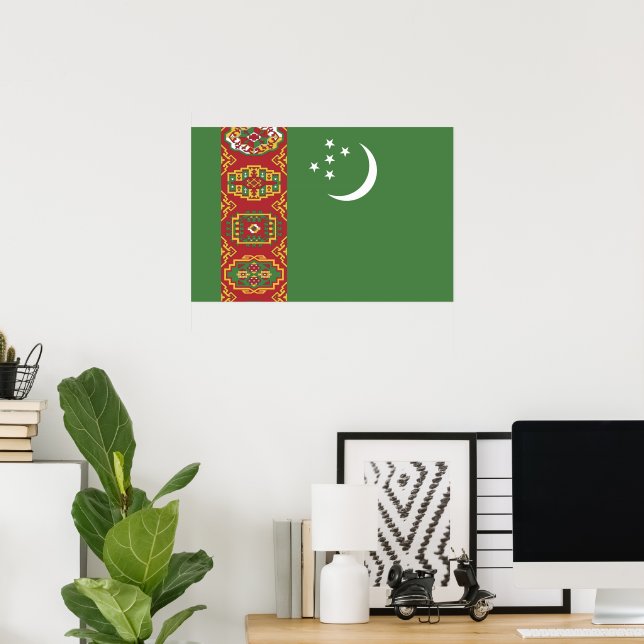 Turkmenistan flagga poster (Hemmakontoret)