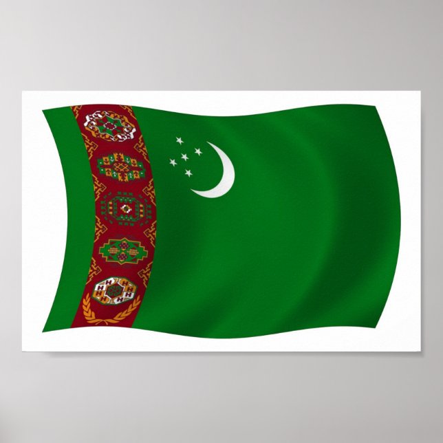 Turkmenistan Flagga Poster Skriv ut (Framsidan)