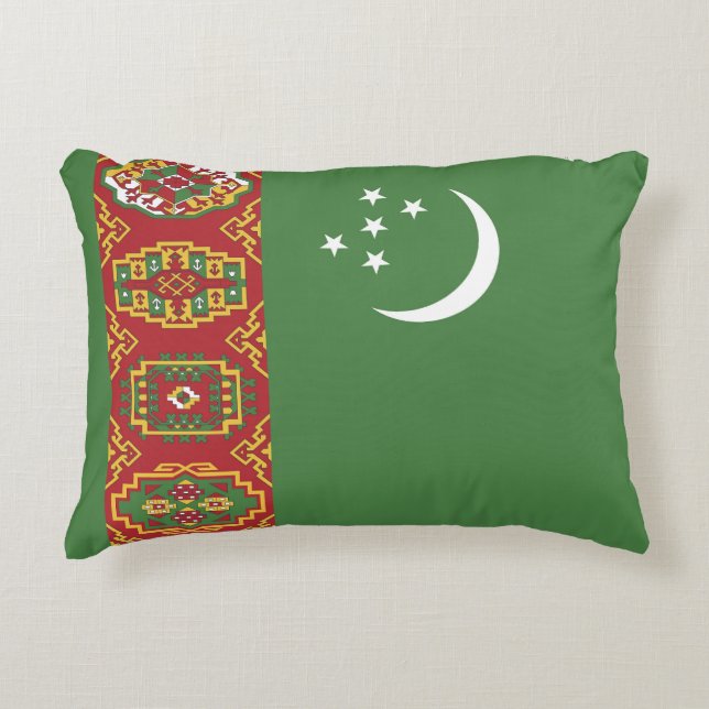 Turkmenistan flagga prydnadskudde (Framsidan)