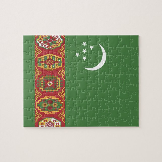 Turkmenistan flagga pussel (Horisontell)