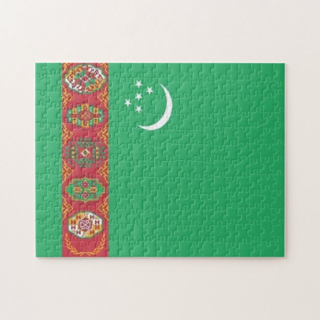 Turkmenistan - Flagga - Pussel (Horisontell)