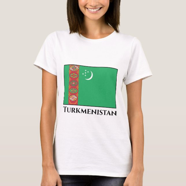 Turkmenistan Flagga T Shirt (Framsida)