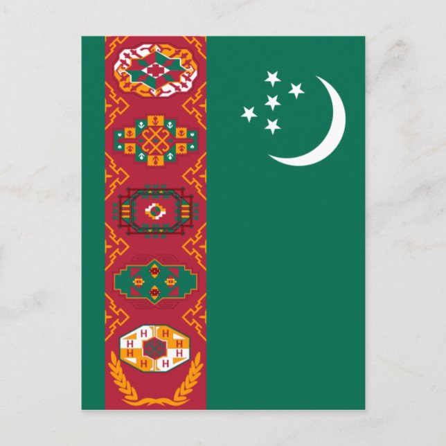 turkmenistan flagga vykort (Framsida)