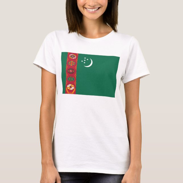 Turkmenistan Flagga x Karta T-Shirt (Framsida)