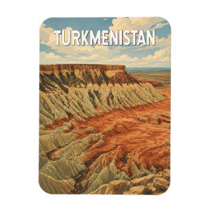 Turkmenistan Illustration Resa Konst Vintage Magnet