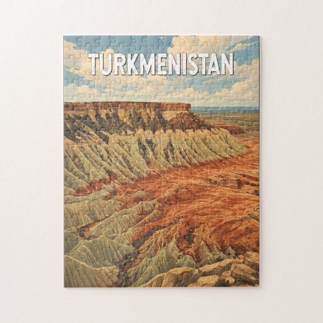 Turkmenistan Illustration Resa Konst Vintage Pussel (Vertikal)