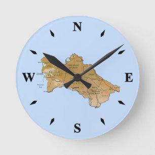 Turkmenistan Karta Clock Rund Klocka