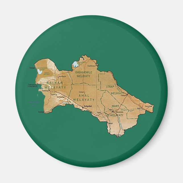 Turkmenistan kartmagnet magnet (Framsidan)