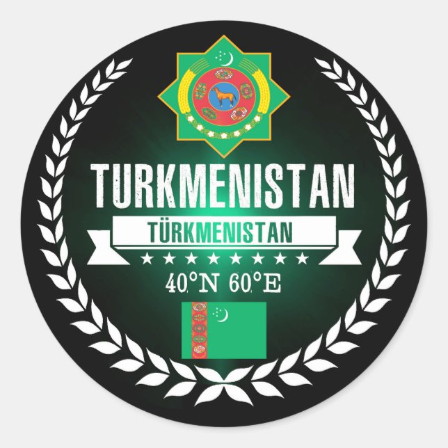 Turkmenistan Runt Klistermärke (Framsida)