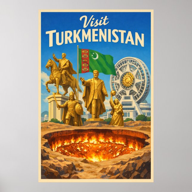 Turkmenistan - Vintage Travel Poster (Framsidan)