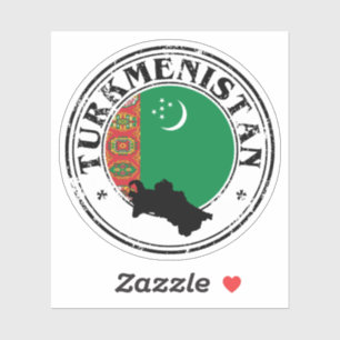 TurkmenistanFörseglingsetikett Rund Flagga för bär Klistermärken