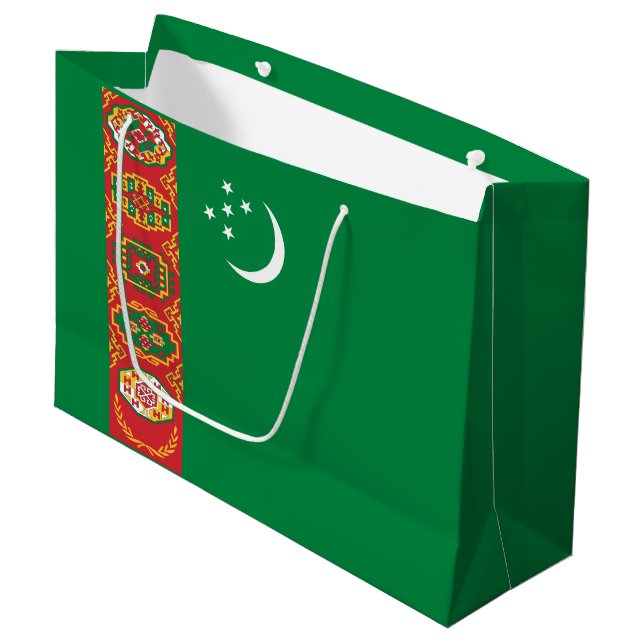 Turkmenistans flagga (Framsidan Vinklad)