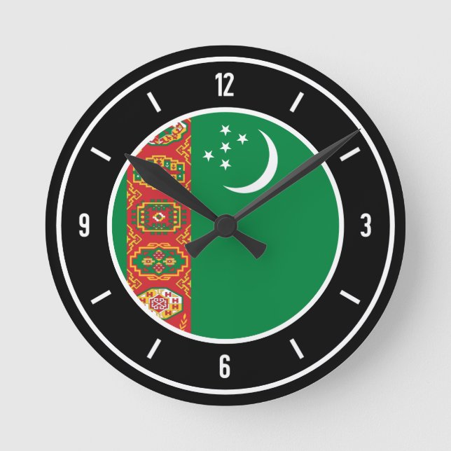 Turkmenistans Flagga Elegant Rund Klocka (Framsida)