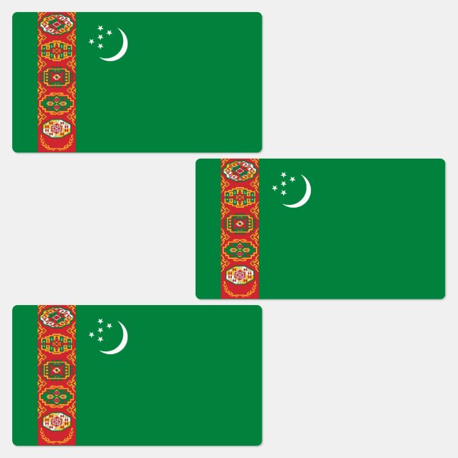 Turkmenistans flagga klistermärke (Grupp)