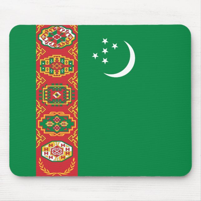 Turkmenistans flagga musmatta (Framsidan)