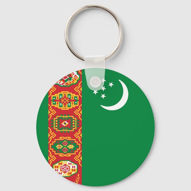 Turkmenistans flagga nyckelring (Framsida)