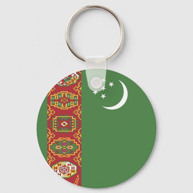 Turkmenistans flagga nyckelring (Framsida)