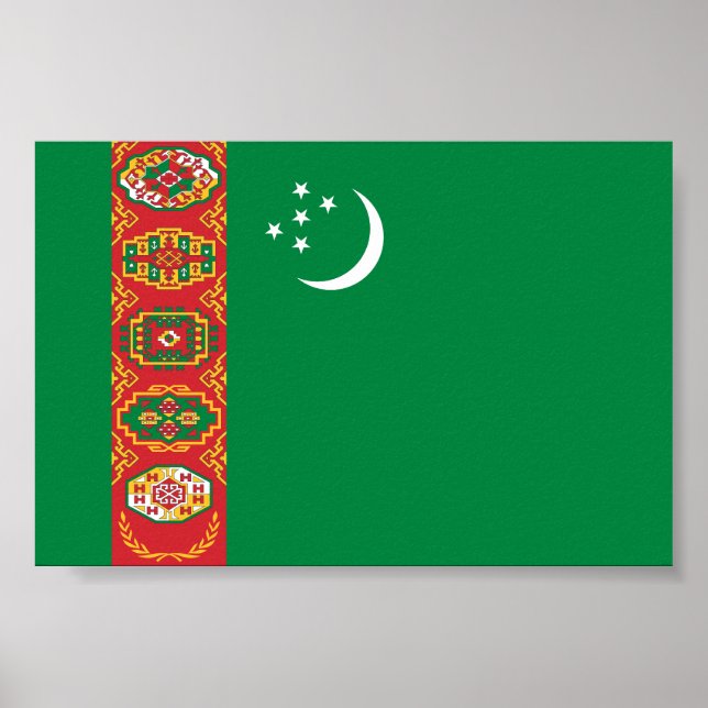 Turkmenistans flagga poster (Framsidan)