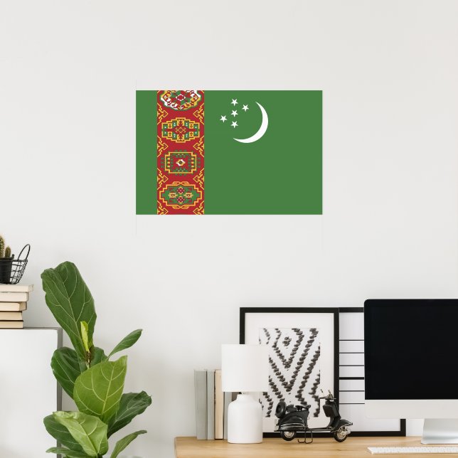 Turkmenistans flagga poster (Hemmakontoret)