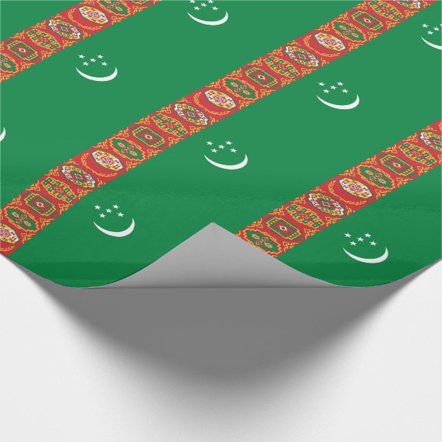 Turkmenistans flagga presentpapper (Hörn)