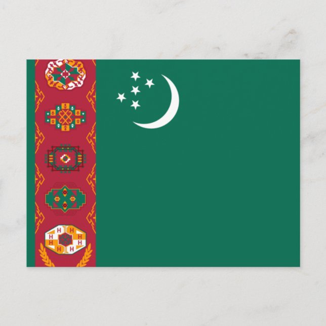 Turkmenistans flagga vykort (Framsida)
