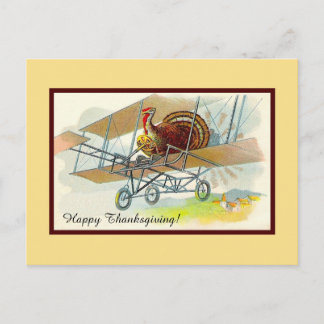 Turkon av vintage thanksgiving i flygplan helg vykort