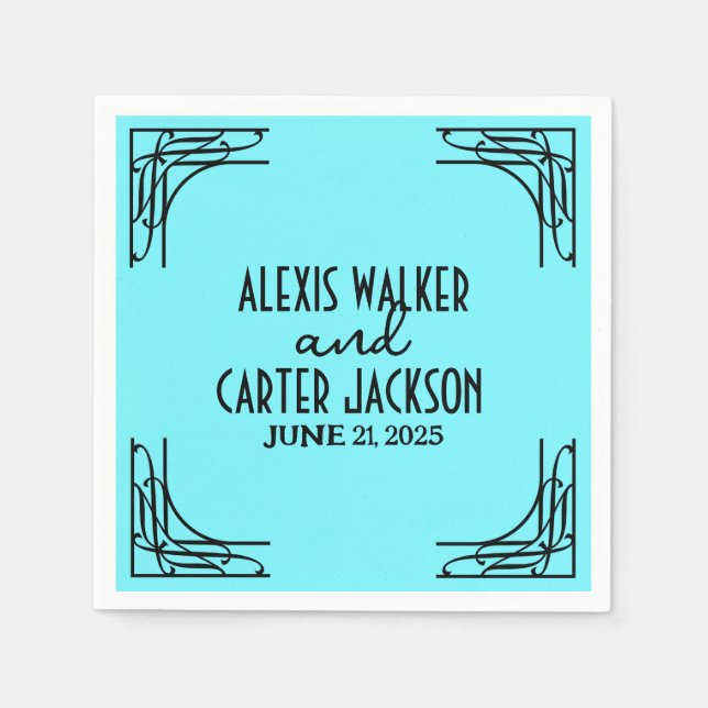 Turkos 1920's Cocktail Pappersservett (Framsidan)