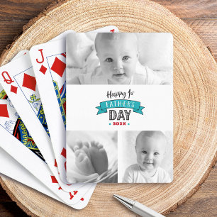 Turkos 3 Foto Collage Glad 1:a Fars Dag Casinokort