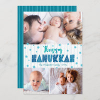 Turkos 3 Photo Lycklig Hanukkah Modern Typografi