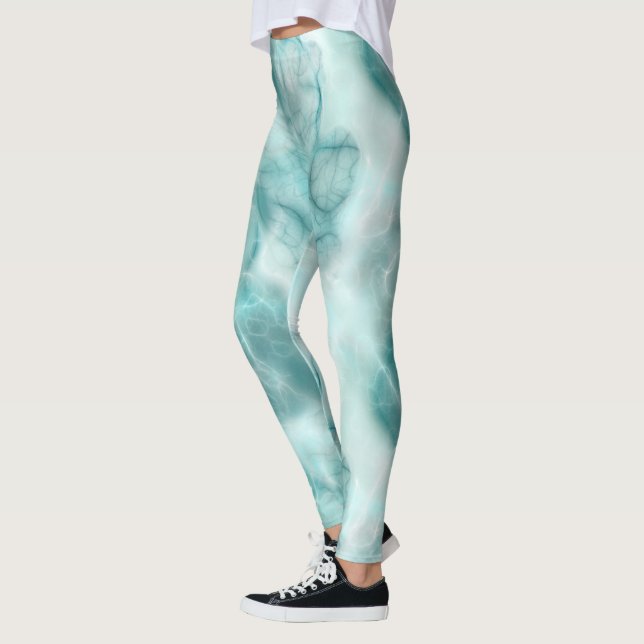 Turkos-Abstrakt Leggings (Vänster)