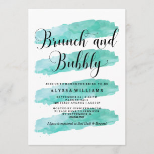Turkos Abstrakt Rand   Brunch och Bubly Inbjudningar