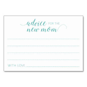 Turkos Advice-kort New mamma Baby Shower Bordsnummer