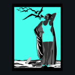 Turkos affisch ART DECO DAM Black White fåglar<br><div class="desc">Turkos turkosgrön affisch ART DECO DAM Black White fåglar Martini</div>