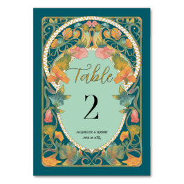 Turkos akvarell jugendbröllop  bordsnummer