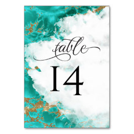 Turkos akvarell marmor sten BarefootBride™ Bordsnummer