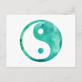 Turkos Akvarell Yin Yang Taoism Balans Vykort