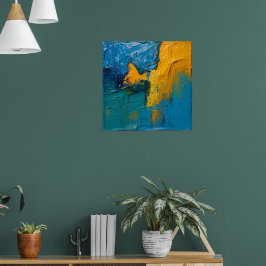 Turkos & Amber Impasto Abstrakt Konstaffisch II | Poster