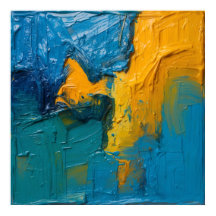 Turkos & Amber Impasto Abstrakt Konstaffisch II |