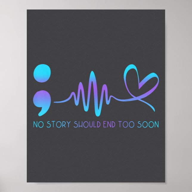 Turkos &amp; Lila Semikolon Suicideprevention Poster (Framsidan)