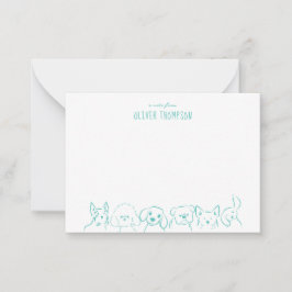 Turkos anteckning från söt hund djur skiss anteckn anteckningskort