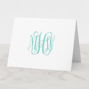 Turkos Aq 3 Initial Vine Script Monogram DIY BG Tack Kort