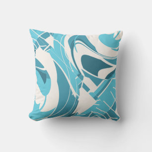 Turkos Aqua Benvit Swirling Geometric Shapes Kudde