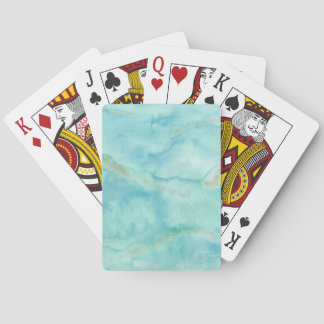 Turkos Aqua Blå Kustabstrakt Vattenfärg Casinokort
