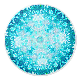 Turkos Aqua Blue-Blommönster Knopp